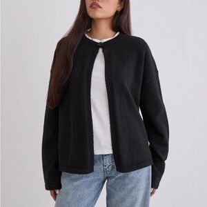 Motel Rocks Black Crewneck Single-Button Cardigan